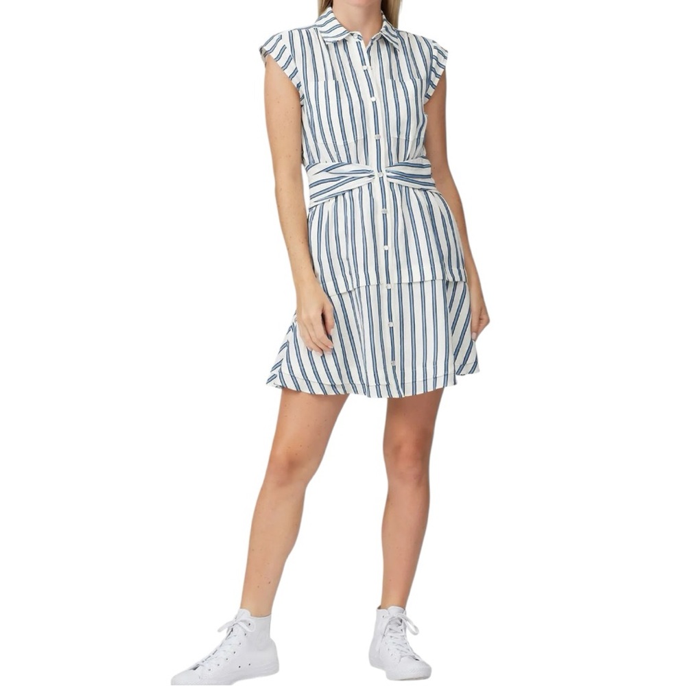 Derek Lam 10 Crosby‎ Women’s Striped Tie Waist Shirt Dress Sz 16